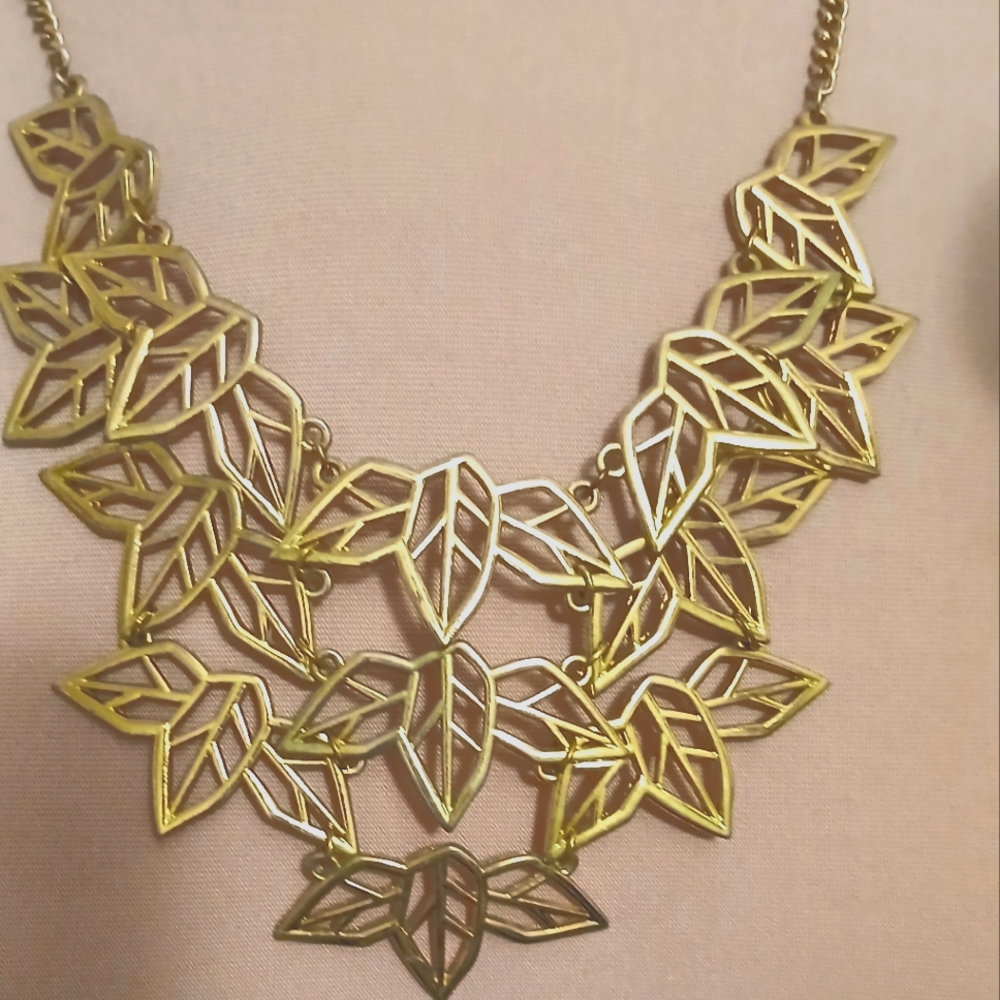 Gold Leaf Statement Necklace